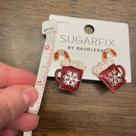 NEW Sugarfix Baublebar Hot Cocoa Mug Enamel Stud Earrings - Picture 4 of 5